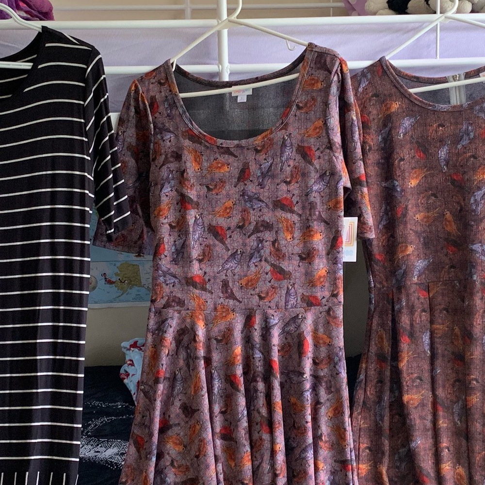 XL Amelia dress with bird print